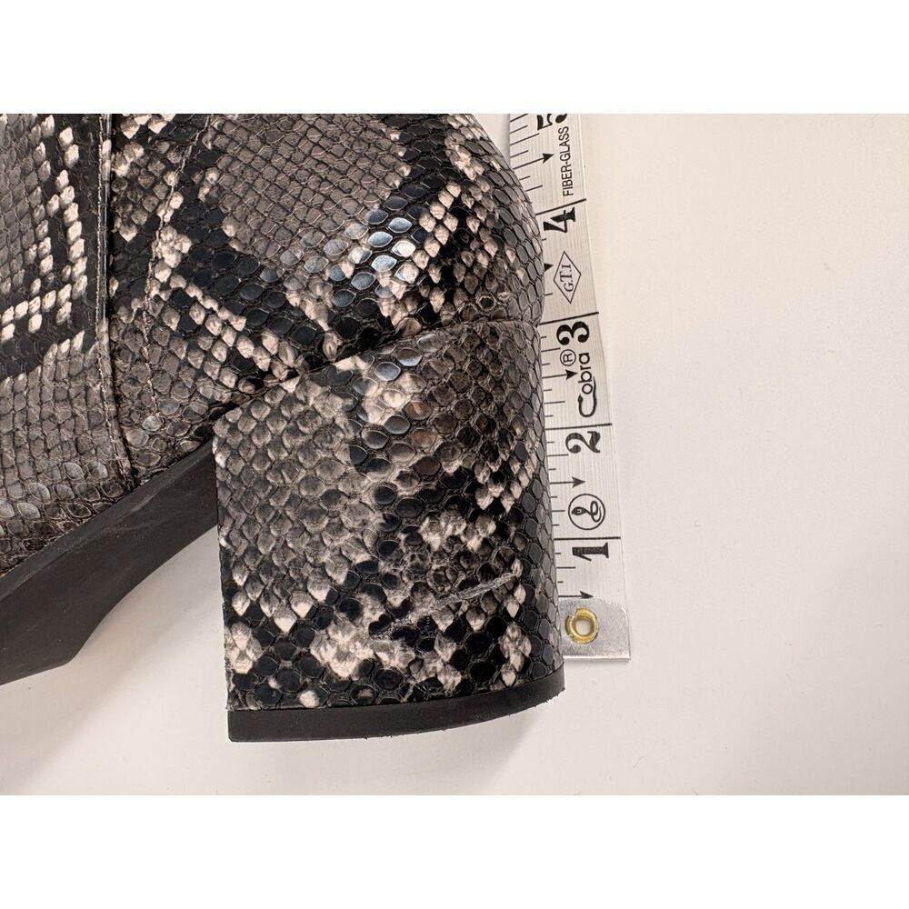 Snakeskin Print Ankle Booties | Pointed Toe Block Heel Side Zip Boots - Picture 4 of 6